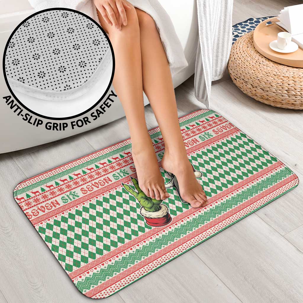 Six Seven Meme Bathroom Set Funny Green Hand Christmas - Wonder Print Shop