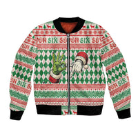 Six Seven Meme Personalized Bomber Jacket Funny Green Hand Christmas - Wonder Print Shop