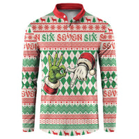 Six Seven Meme Personalized Button Sweatshirt Funny Green Hand Christmas - Wonder Print Shop