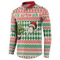Six Seven Meme Personalized Button Sweatshirt Funny Green Hand Christmas - Wonder Print Shop