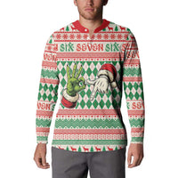 Six Seven Meme Personalized Button Sweatshirt Funny Green Hand Christmas - Wonder Print Shop