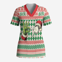 Six Seven Meme Personalized Scrub Top Funny Green Hand Christmas - Wonder Print Shop