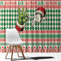Six Seven Meme Window Curtain Funny Green Hand Christmas - Wonder Print Shop