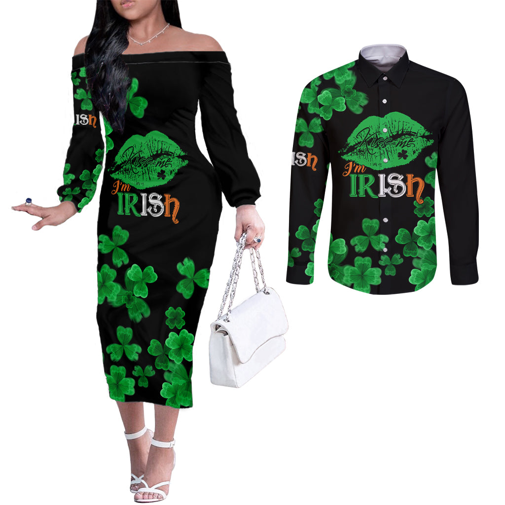 kiss-me-im-irish-st-patricks-day-couples-matching-off-the-shoulder-long-sleeve-dress-and-long-sleeve-button-shirt