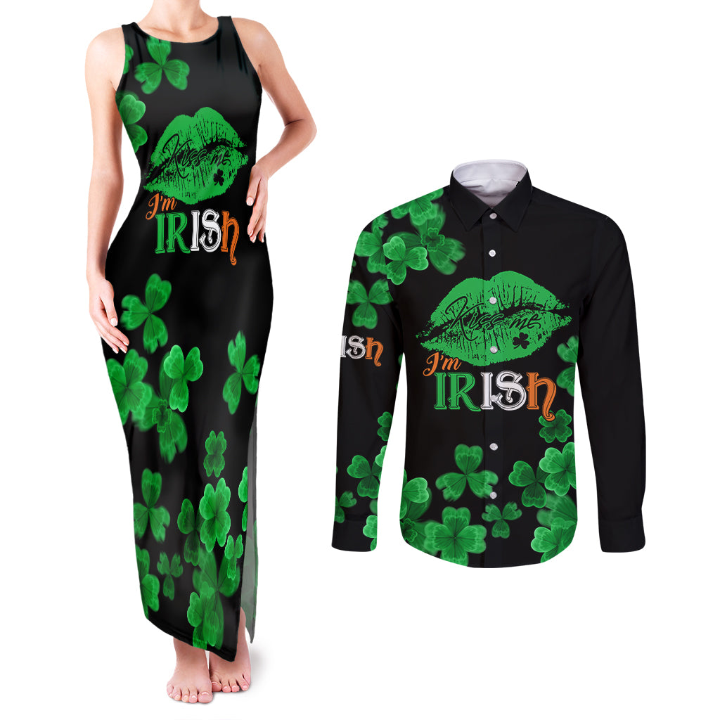 Kiss Me Im Irish St Patricks Day Couples Matching Tank Maxi Dress and Long Sleeve Button Shirt LT9 - Wonder Print Shop