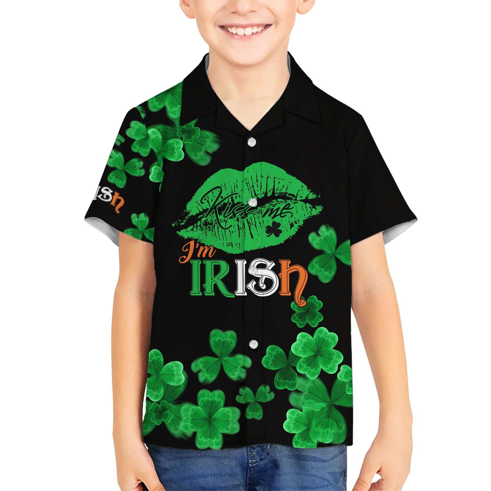 Kiss Me Im Irish St Patricks Day Kid Hawaiian Shirt - Wonder Print Shop