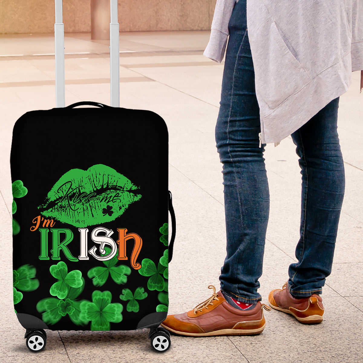 Kiss Me Im Irish St Patricks Day Luggage Cover - Wonder Print Shop