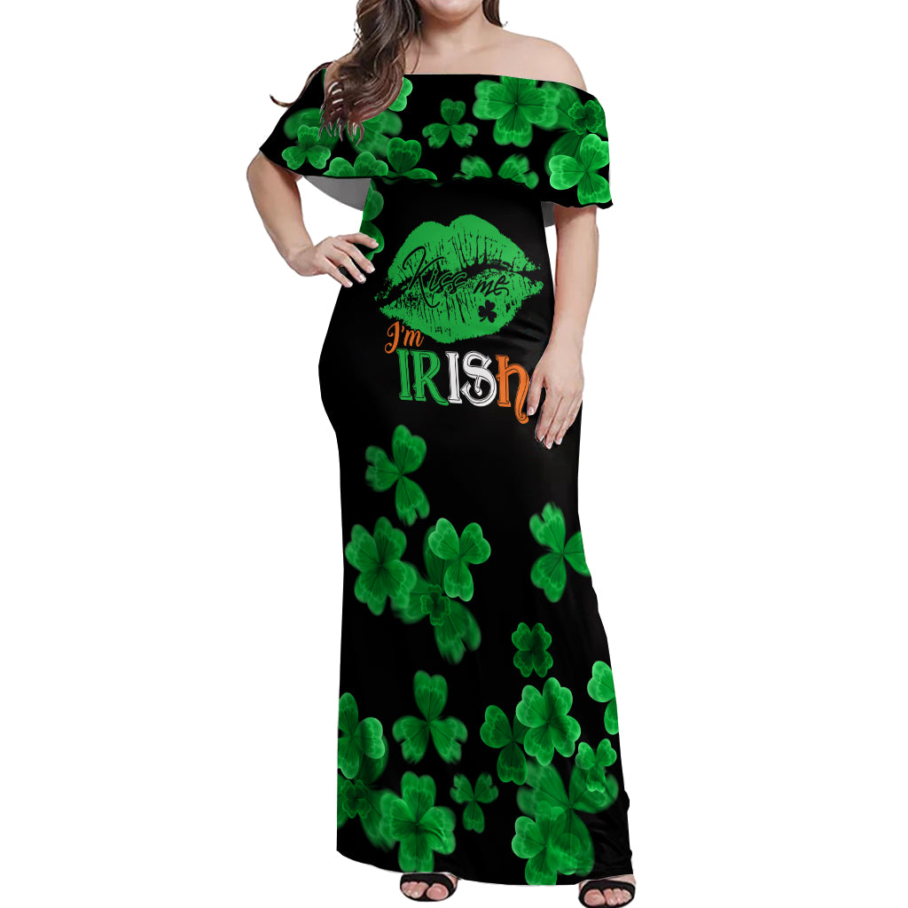 Kiss Me Im Irish St Patricks Day Off Shoulder Maxi Dress - Wonder Print Shop