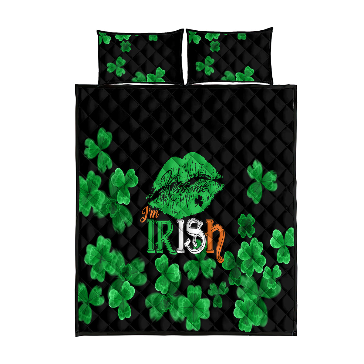 Kiss Me Im Irish St Patricks Day Quilt Bed Set - Wonder Print Shop