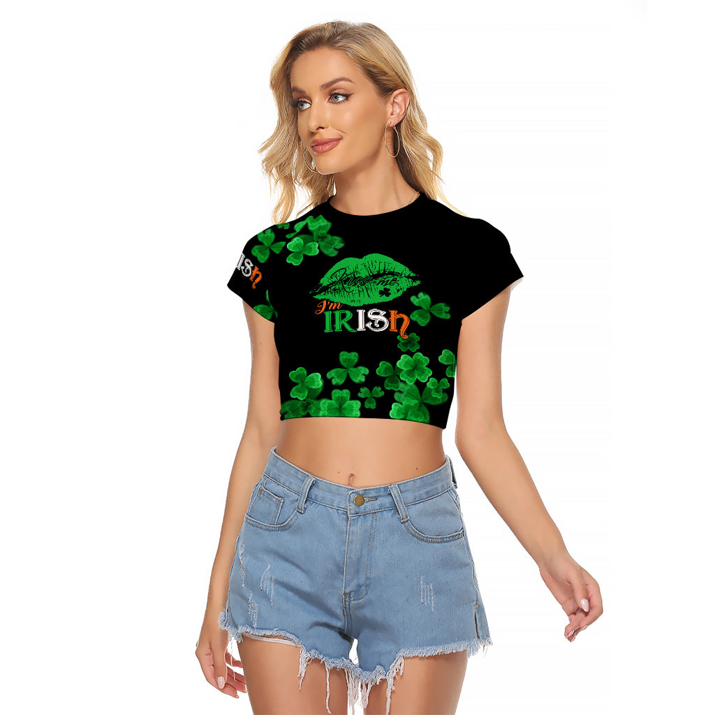 Kiss Me Im Irish St Patricks Day Raglan Cropped T Shirt - Wonder Print Shop