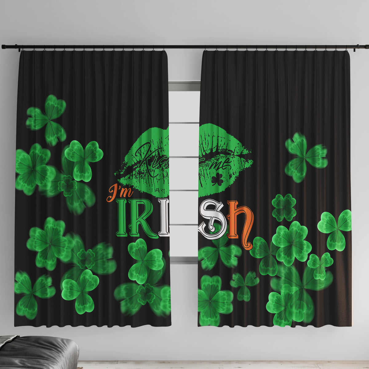 Kiss Me Im Irish St Patricks Day Window Curtain - Wonder Print Shop