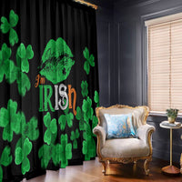 Black curtain panel with green clovers and 'I'm Irish' graphic