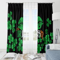 Black window curtain set with green clovers and 'I'm Irish' text across panels
