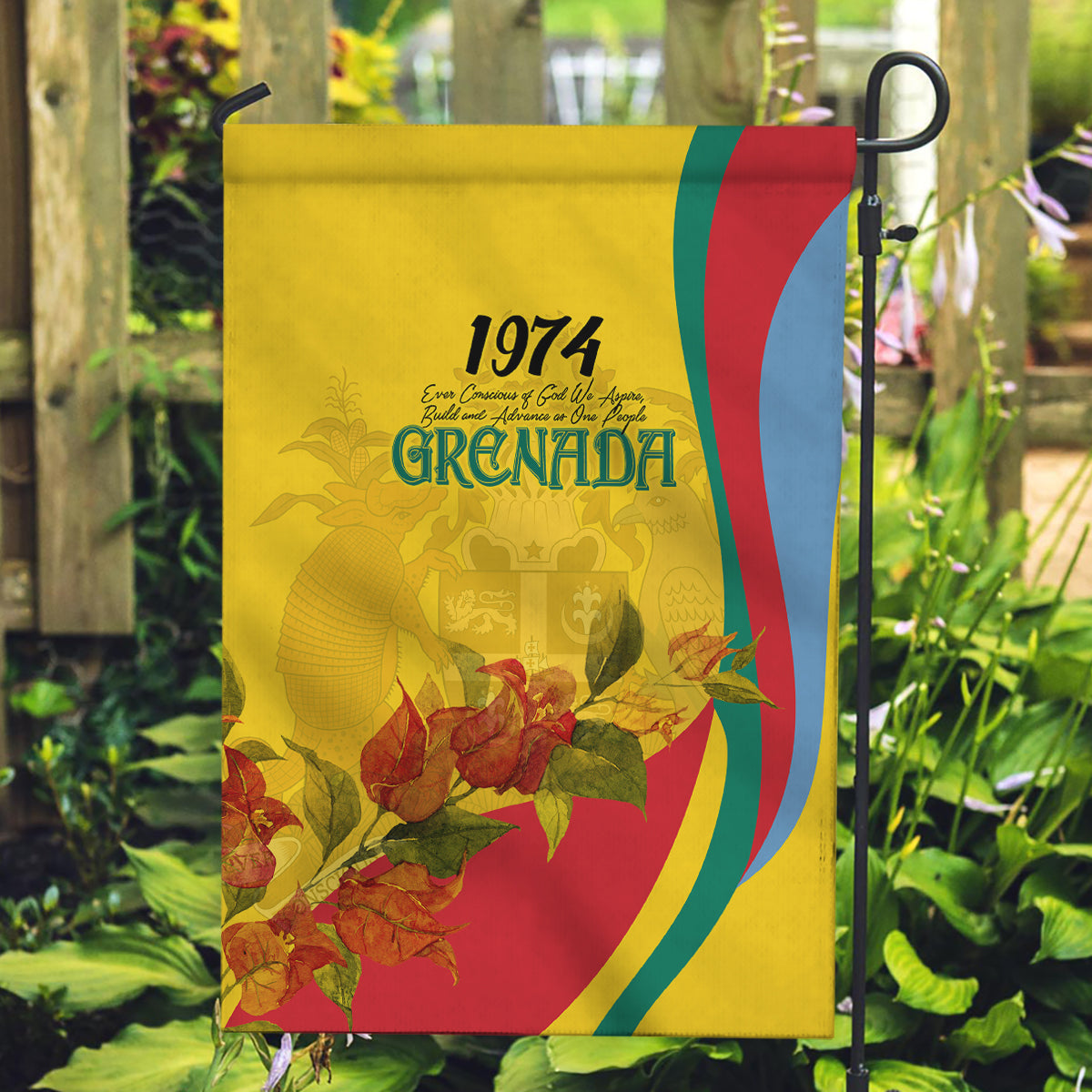 Grenada Independence Day Garden Flag Bougainvillea Flowers Flag Style - Wonder Print Shop