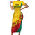 Grenada Independence Day Short Sleeve Bodycon Dress Bougainvillea Flowers Flag Style - Wonder Print Shop