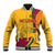 Sri Lanka National Day Baseball Jacket The Lion Passant With Ketayam Wood Art LT9 - Wonder Print Shop