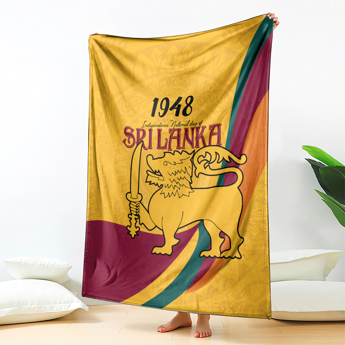 sri-lanka-national-day-blanket-the-lion-passant-with-ketayam-wood-art