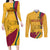 Sri Lanka National Day Couples Matching Long Sleeve Bodycon Dress and Long Sleeve Button Shirt The Lion Passant With Ketayam Wood Art LT9 - Wonder Print Shop