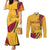 sri-lanka-national-day-couples-matching-mermaid-dress-and-long-sleeve-button-shirt-the-lion-passant-with-ketayam-wood-art