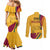 sri-lanka-national-day-couples-matching-mermaid-dress-and-long-sleeve-button-shirt-the-lion-passant-with-ketayam-wood-art