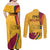 Sri Lanka National Day Couples Matching Off Shoulder Maxi Dress and Long Sleeve Button Shirt The Lion Passant With Ketayam Wood Art LT9 - Wonder Print Shop