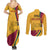 Sri Lanka National Day Couples Matching Summer Maxi Dress and Long Sleeve Button Shirt The Lion Passant With Ketayam Wood Art LT9 - Wonder Print Shop