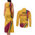 Sri Lanka National Day Couples Matching Tank Maxi Dress and Long Sleeve Button Shirt The Lion Passant With Ketayam Wood Art LT9 - Wonder Print Shop