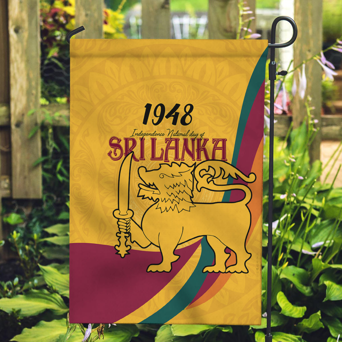 Sri Lanka National Day Garden Flag The Lion Passant With Ketayam Wood Art - Wonder Print Shop