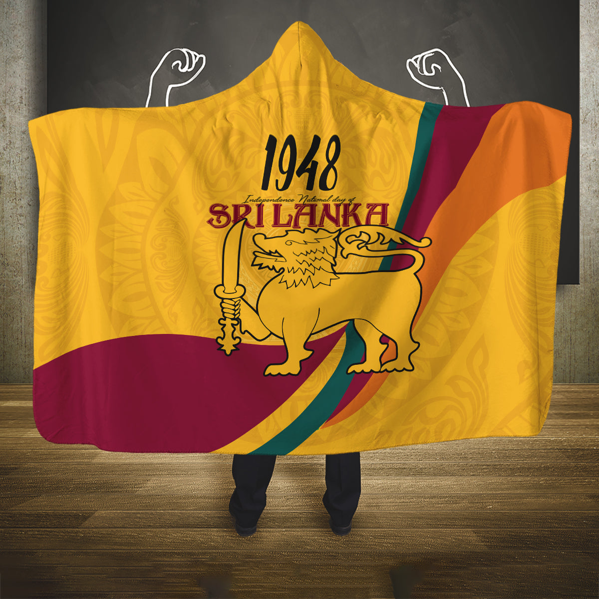 sri-lanka-national-day-hooded-blanket-the-lion-passant-with-ketayam-wood-art