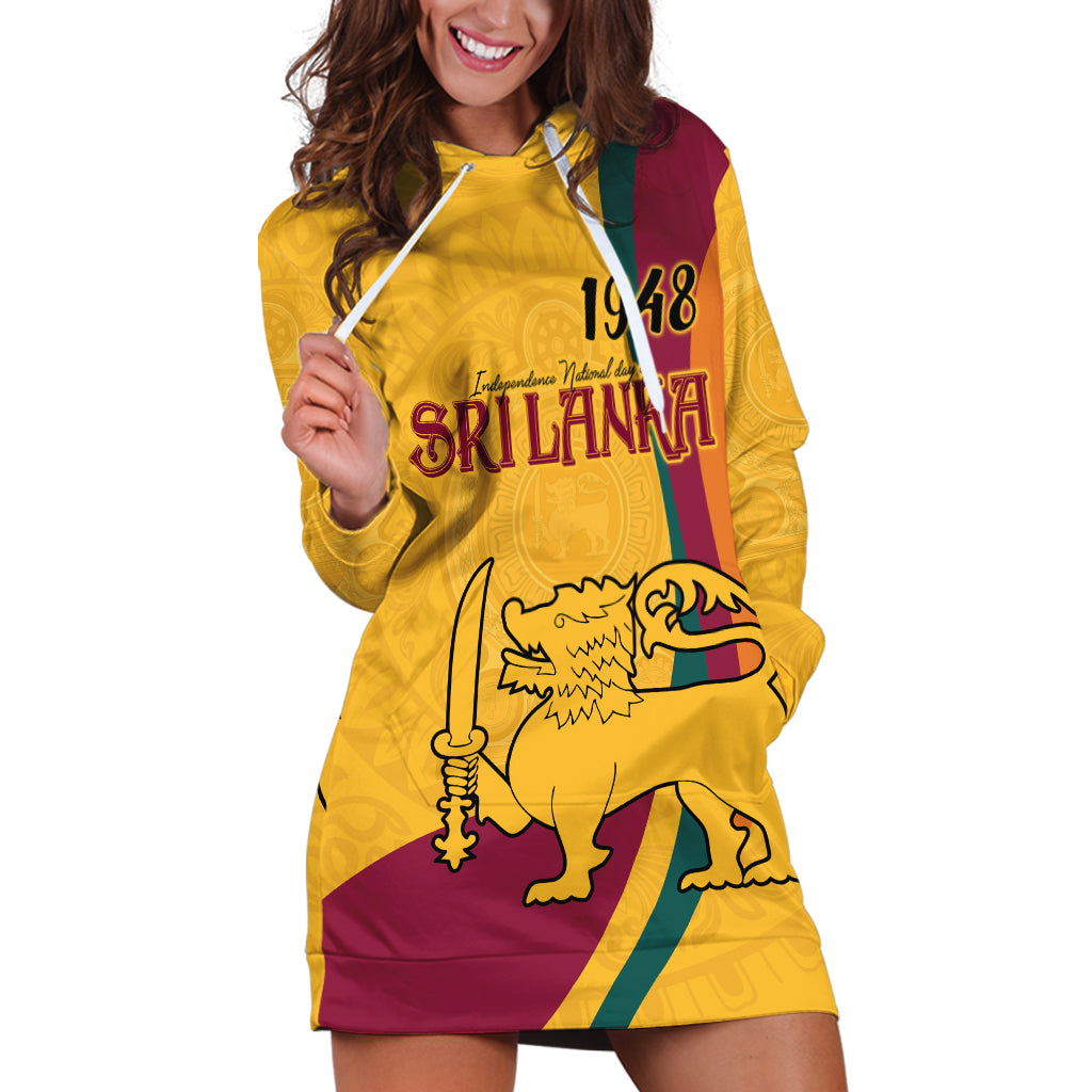 Sri Lanka National Day Hoodie Dress The Lion Passant With Ketayam Wood Art - Wonder Print Shop