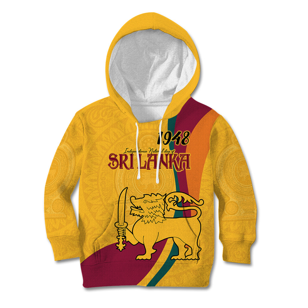 Sri Lanka National Day Kid Hoodie The Lion Passant With Ketayam Wood Art - Wonder Print Shop