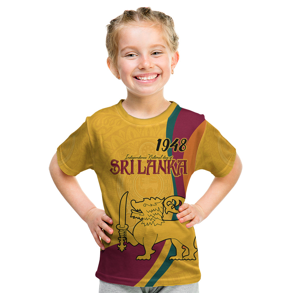 Sri Lanka National Day Kid T Shirt The Lion Passant With Ketayam Wood Art - Wonder Print Shop