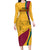 Sri Lanka National Day Long Sleeve Bodycon Dress The Lion Passant With Ketayam Wood Art - Wonder Print Shop