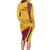 Sri Lanka National Day Long Sleeve Bodycon Dress The Lion Passant With Ketayam Wood Art - Wonder Print Shop