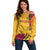 Sri Lanka National Day Off Shoulder Sweater The Lion Passant With Ketayam Wood Art - Wonder Print Shop