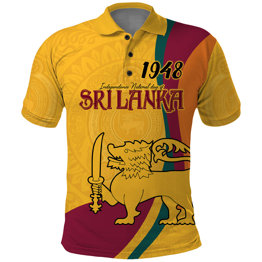 Sri Lanka National Day Polo Shirt The Lion Passant With Ketayam Wood Art - Wonder Print Shop