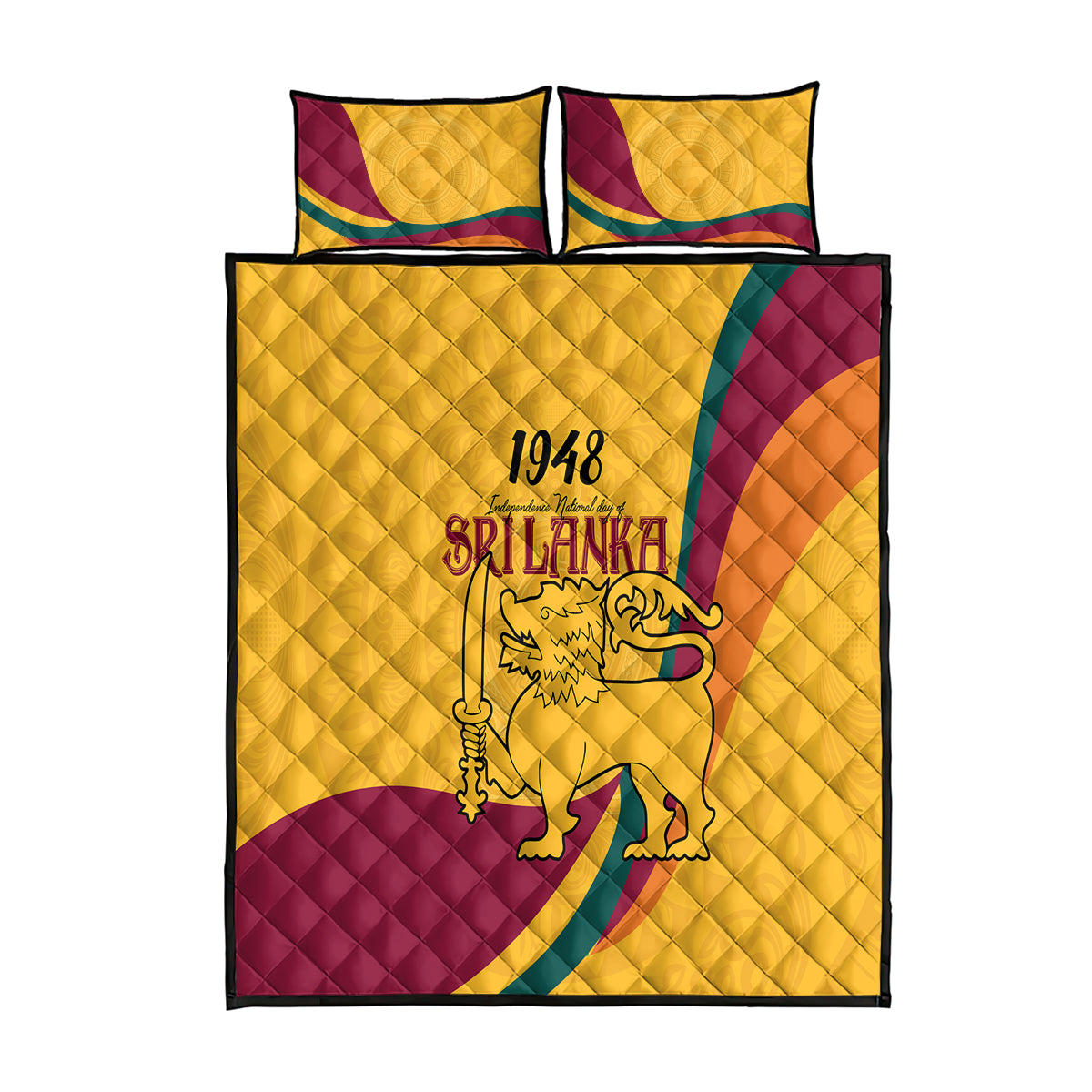 Sri Lanka National Day Quilt Bed Set The Lion Passant With Ketayam Wood Art - Wonder Print Shop