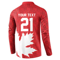 World Football 2026 Canada Custom Button Sweatshirt Canucks Maple Leaf Pattern - Wonder Print Shop