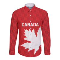 World Football 2026 Canada Custom Long Sleeve Button Shirt Canucks Maple Leaf Pattern - Wonder Print Shop