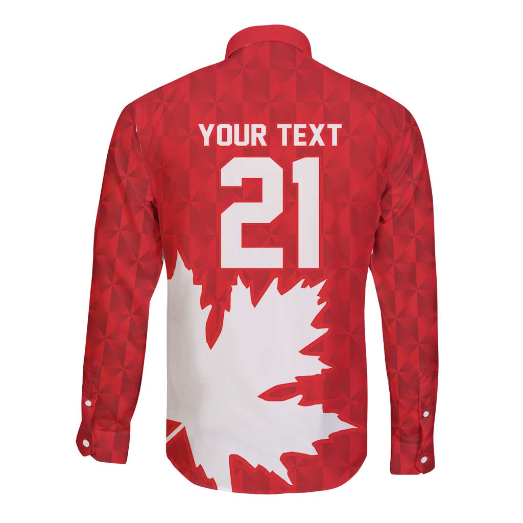 World Football 2026 Canada Custom Long Sleeve Button Shirt Canucks Maple Leaf Pattern - Wonder Print Shop