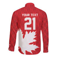 World Football 2026 Canada Custom Long Sleeve Button Shirt Canucks Maple Leaf Pattern - Wonder Print Shop