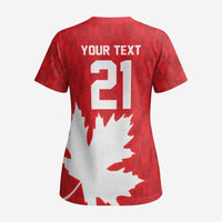 World Football 2026 Canada Custom Scrub Top Canucks Maple Leaf Pattern - Wonder Print Shop