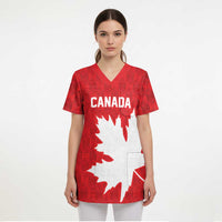 World Football 2026 Canada Custom Scrub Top Canucks Maple Leaf Pattern - Wonder Print Shop