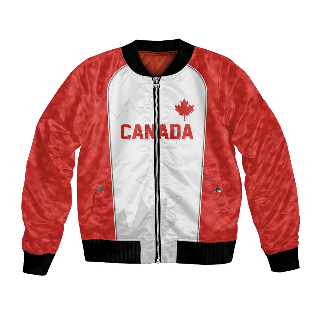 World Football 2026 Canada Custom Bomber Jacket Maple Leaf Seamless Pattern - Wonder Print Shop