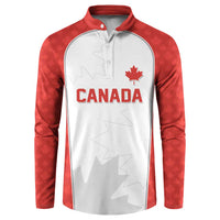 World Football 2026 Canada Custom Button Sweatshirt Maple Leaf Seamless Pattern - Wonder Print Shop