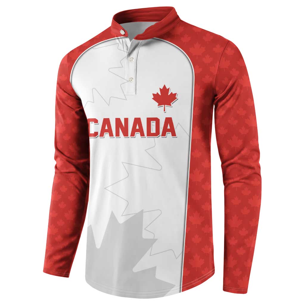 World Football 2026 Canada Custom Button Sweatshirt Maple Leaf Seamless Pattern - Wonder Print Shop