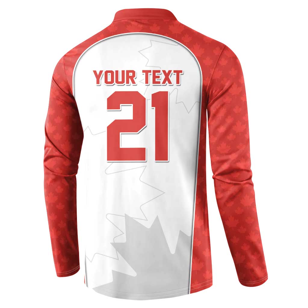 World Football 2026 Canada Custom Button Sweatshirt Maple Leaf Seamless Pattern - Wonder Print Shop