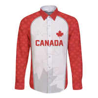World Football 2026 Canada Custom Long Sleeve Button Shirt Maple Leaf Seamless Pattern - Wonder Print Shop