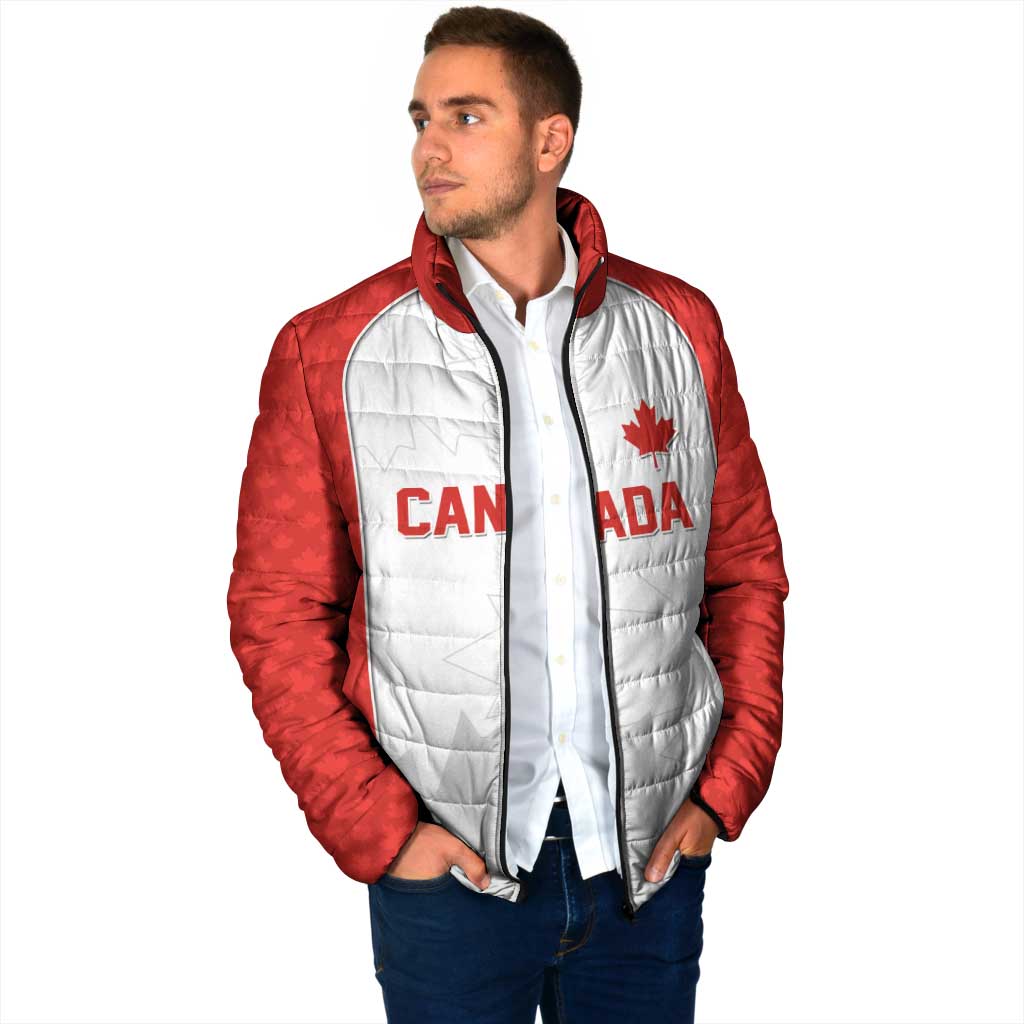 World Football 2026 Canada Custom Padded Jacket Maple Leaf Seamless Pattern - Wonder Print Shop