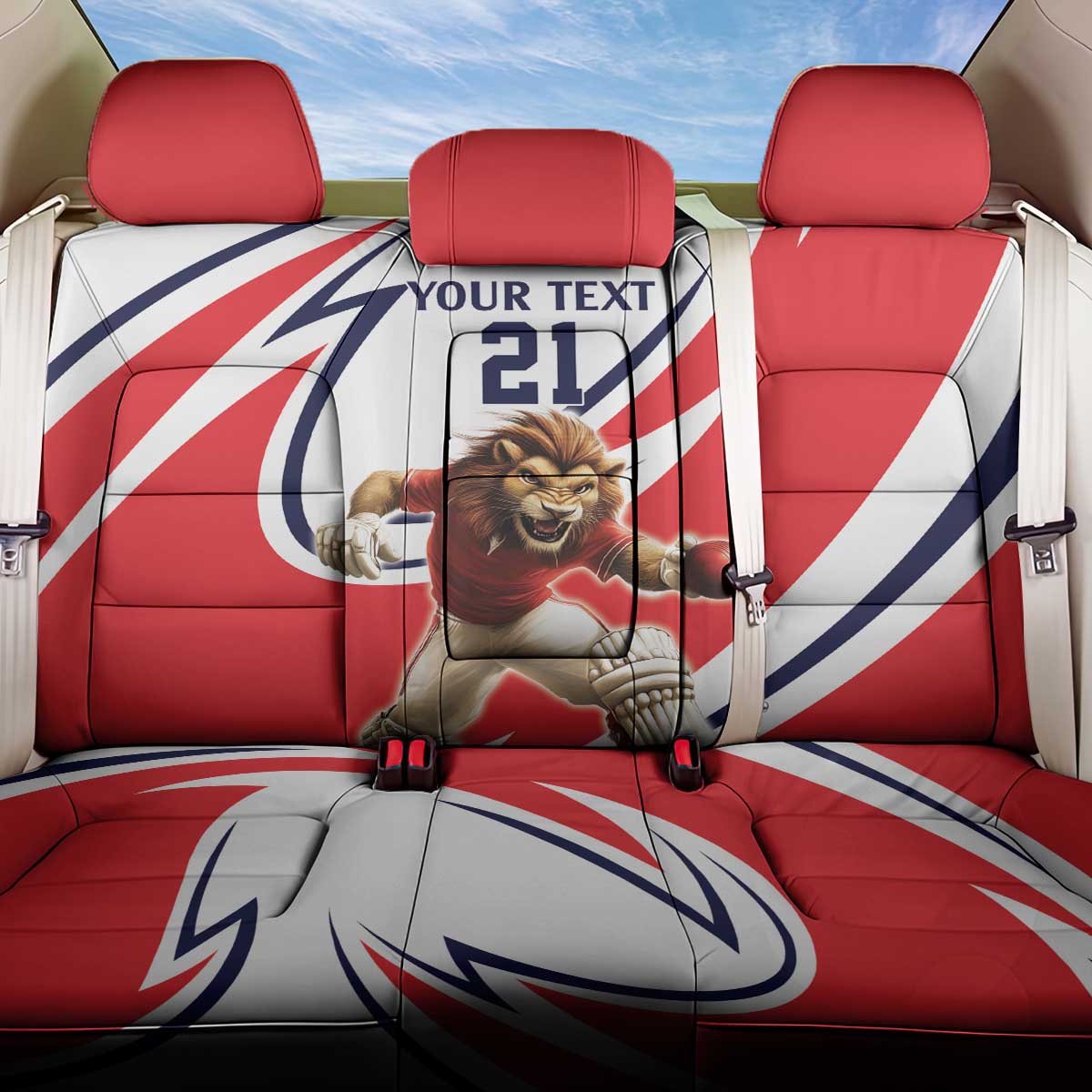 England Lion Mascot Cricket Custom Back Car Seat Cover Unique Pattern